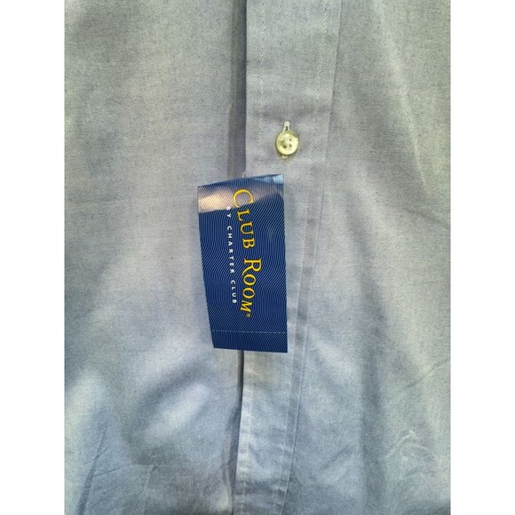 Club Room Mens Pinpoint Oxford Dress Shirt Size 16 32/33 Light Blue Pocket - Picture 6 of 13